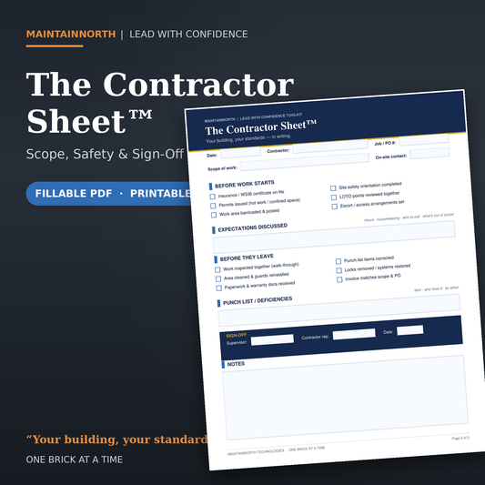The Contractor Sheet™ | Scope, Safety & Sign-Off | Fillable PDF