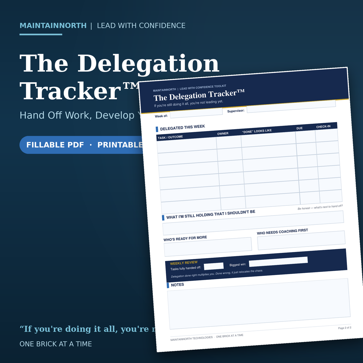 Delegation Tracker™ | Hand Off Work & Develop Your Team | Fillable PDF