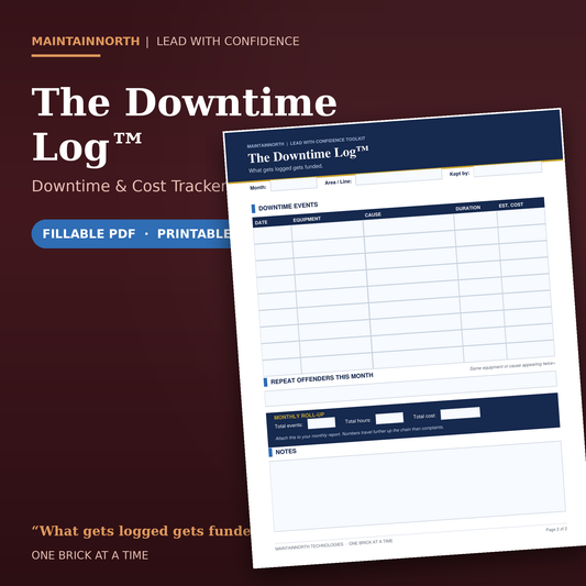 The Downtime Log™ | Downtime & Cost Tracker | Fillable PDF