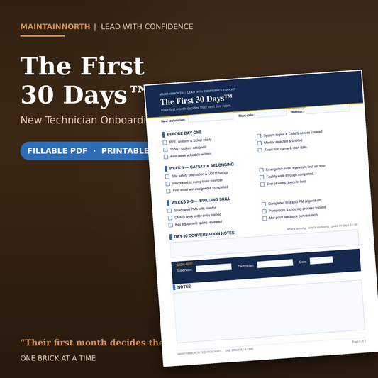 The First 30 Days™ | New Technician Onboarding Checklist | Fillable PDF